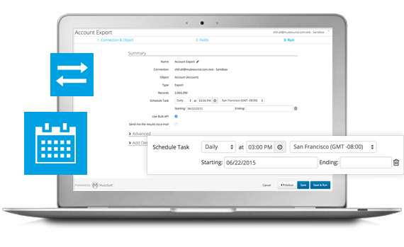 Schedule import and export with dataloader.io